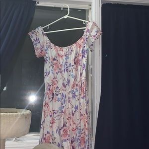 White floral romper with long train